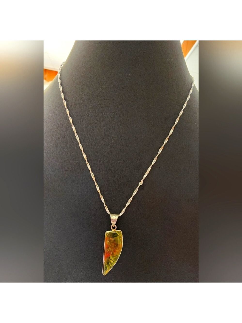 STUNNING Artisan Handmade Olivine Necklace & Earring Set 20"+3" Adjustable Chain